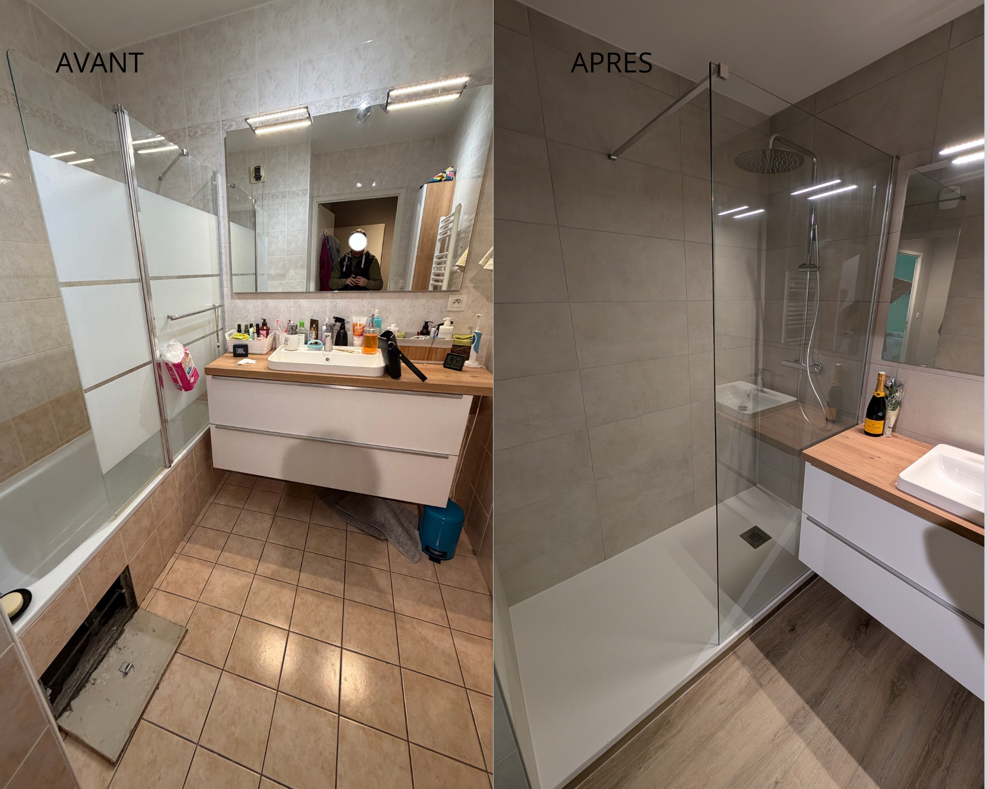 Rénovation salle de bain — pose douche à l'italienne